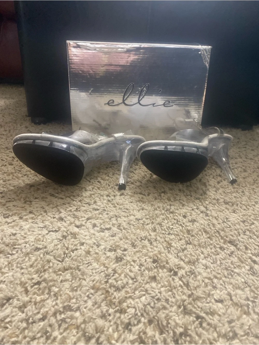 Ellie White Clear Strap Stiletto Heels